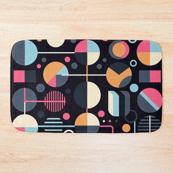 Item preview, Geometric Architectural 70s Fusion Pattern Blue Pink and Orange Tones designed and sold by JohnnyVillas.