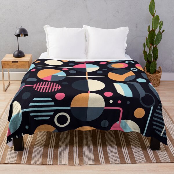 Item preview, Geometric Architectural 70s Fusion Pattern Blue Pink and Orange Tones designed and sold by JohnnyVillas.