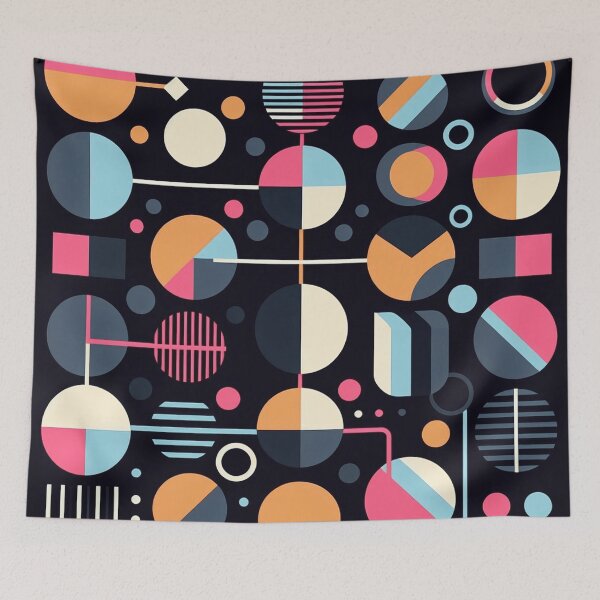 Item preview, Geometric Architectural 70s Fusion Pattern Blue Pink and Orange Tones designed and sold by JohnnyVillas.