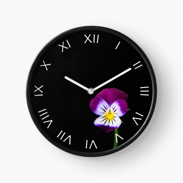 Violet Flower White Roman Numbers Wall Clock Clock
