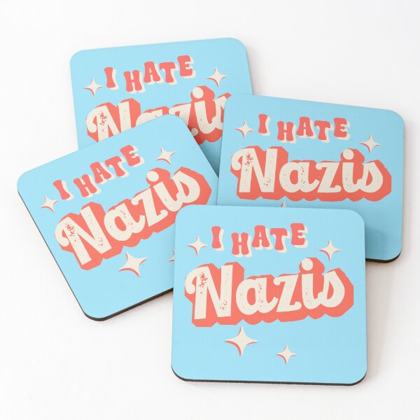Item preview, I Hate Nazis Retro T-Shirts Hoodies Hats Pins Stickers Magnets Mugs Anti Nazis Anti Trump Elon Musk Anti MAGA Alt Right White Supremacists Fuck Nazis Gifts Tees designed and sold by allfreelance.