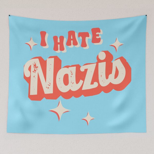 Item preview, I Hate Nazis Retro T-Shirts Hoodies Hats Pins Stickers Magnets Mugs Anti Nazis Anti Trump Elon Musk Anti MAGA Alt Right White Supremacists Fuck Nazis Gifts Tees designed and sold by allfreelance.
