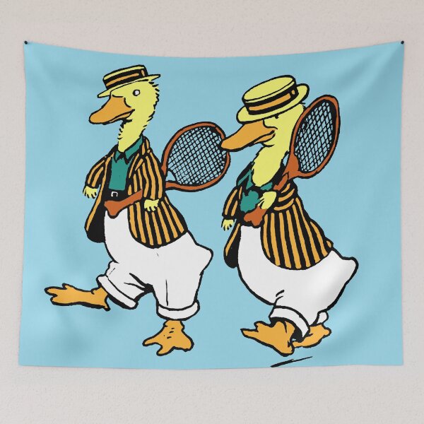 Item preview, Dapper Edwardian Ducks Playing Tennis designed and sold by Pixelchicken.