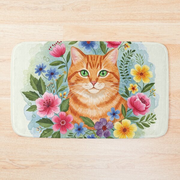 Item preview, Whimsical Ginger Cat Among Summer Wildflowers - A Watercolour Artistic Impression designed and sold by DaisyHouse.
