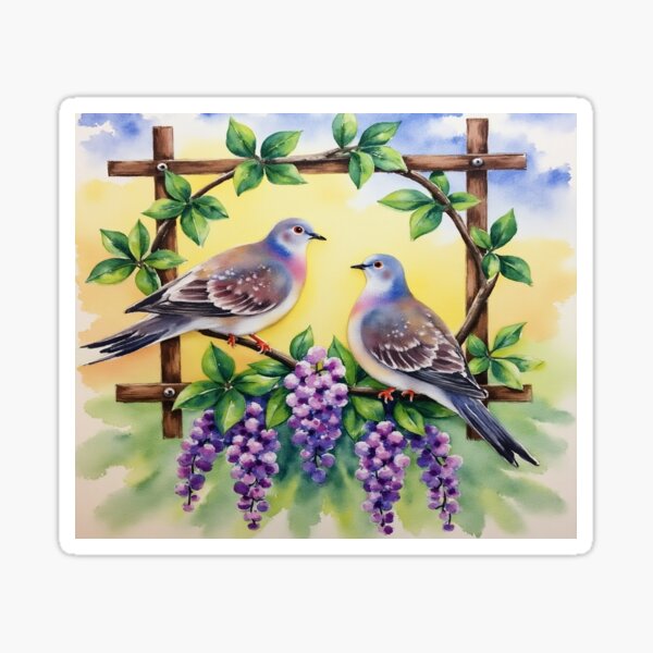Item preview, Serene Companionship: Birds in Bloom designed and sold by Nimrodious.