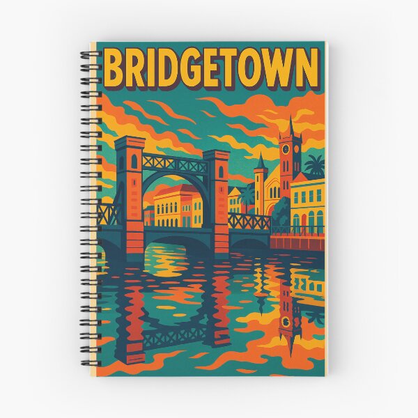 Item preview, Arte pop retro colorido de Bridgetown, Barbados | Paisaje urbano vintage en colores vibrantes | Ambiente caribeño alegre | Arte viajero nostálgico y vibrante | Encanto costero retro designed and sold by PaintedPixels01.