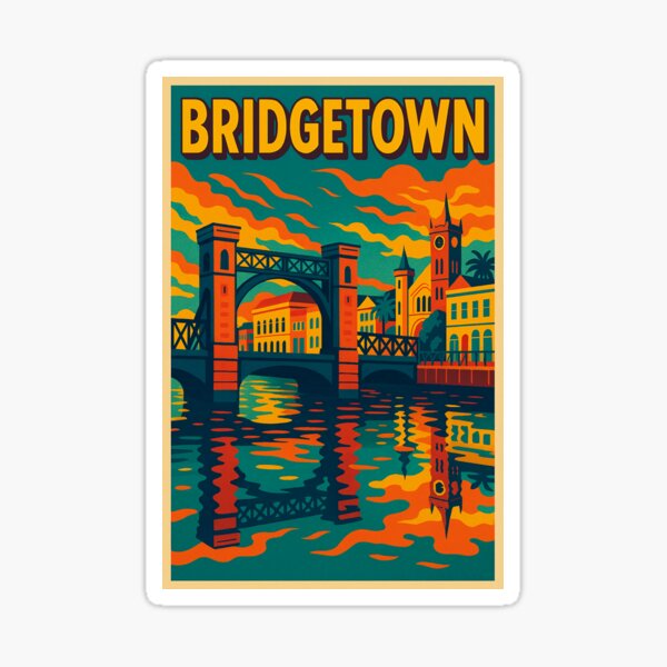 Item preview, Colorful Retro Pop Art of Bridgetown Barbados | Vintage Cityscape in Bold Colors | Playful Caribbean Street Vibes | Nostalgic and Vibrant Travel Art | Retro Coastal Charm designed and sold by PaintedPixels01.