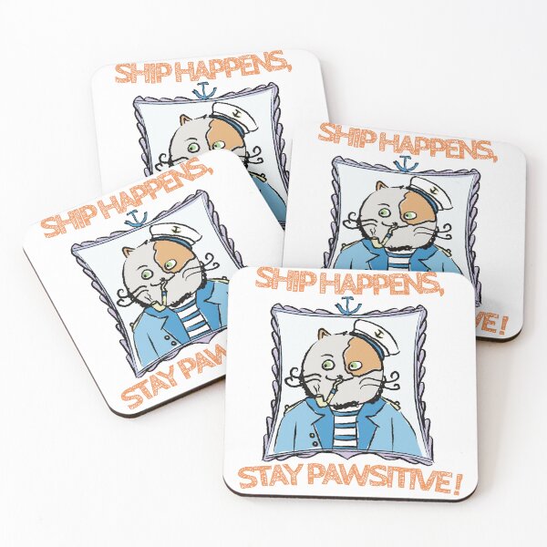 Item preview, Cat Puns - Ship Happens, Stay Pawsitive - Sailor Cat - Meet Captain Cat designed and sold by ArtFisher.