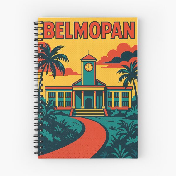 Item preview, Retro Pop Art of Belmopan | Vibrant Tropical Cityscape | Iconic Belize Landmarks | Bold Graphic Urban Design designed and sold by PaintedPixels01.