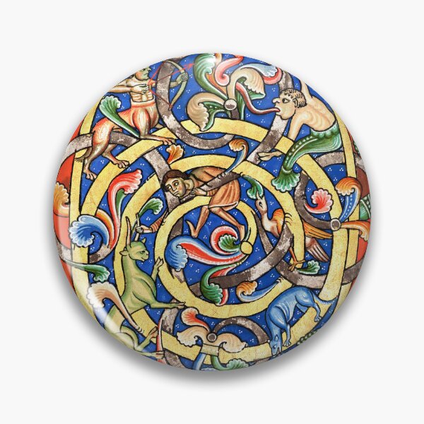 Item preview, Medieval Manuscript Illuminated Letter D Animals and Hunters designed and sold by Pixelchicken.