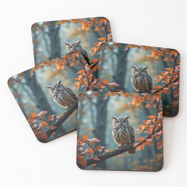 Item preview, owl with striking eyes perches on a branch designed and sold by InezPhotography.