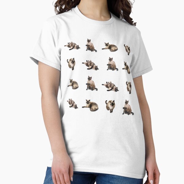 Suspicious Siamese cats textile pattern gift Classic T-Shirt