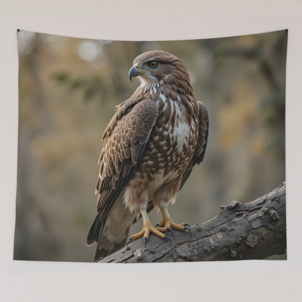 Item preview, majestic hawk perches on a tree branch designed and sold by InezPhotography.