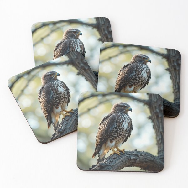 Item preview, majestic hawk perches on a rugged branch designed and sold by InezPhotography.