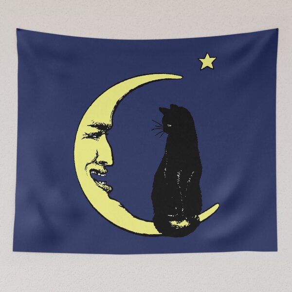 Item preview, Vintage French Man in the Moon and Cat designed and sold by Pixelchicken.