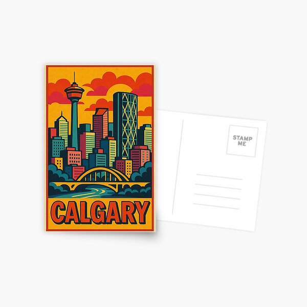 Item preview, Retro Pop Art of Calgary | Vibrant Cityscape with Bold Colors | Modern Western Energy and Skyline Views | Playful Urban Calgary Art | Colorful Prairie City Style designed and sold by PaintedPixels01.
