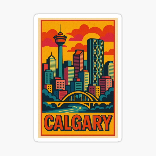 Item preview, Retro Pop Art of Calgary | Vibrant Cityscape with Bold Colors | Modern Western Energy and Skyline Views | Playful Urban Calgary Art | Colorful Prairie City Style designed and sold by PaintedPixels01.