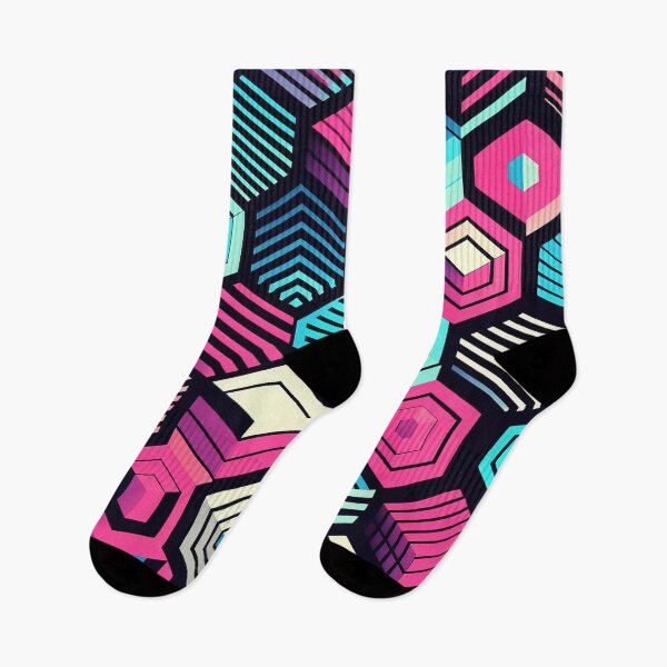 Item preview, Geometric Neon Hexagons Pattern Pink and Blue Tones designed and sold by JohnnyVillas.