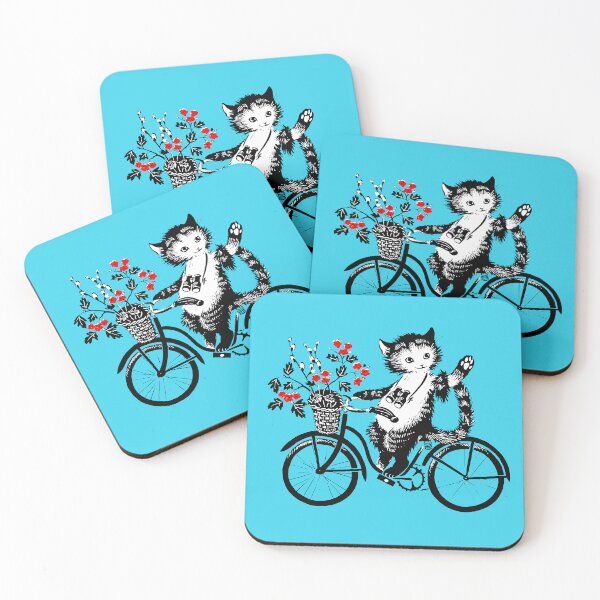 Item preview, Vintage Kitty on Bicycle designed and sold by Pixelchicken.