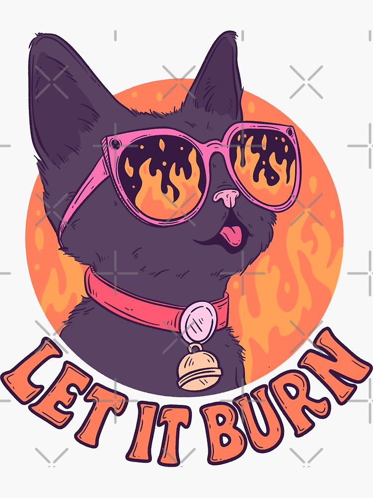 Thumbnail 3 von 3, Sticker, Lass es brennen, Chaos-Katzen-Meme designt und verkauft von jess1586.