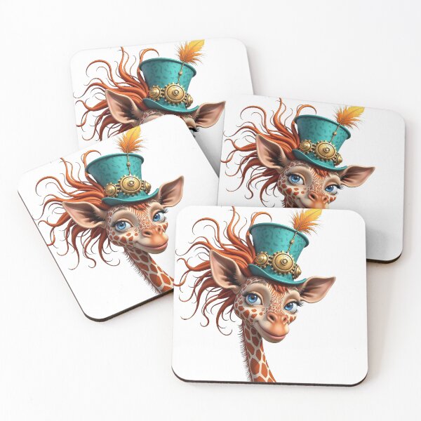 Item preview, Giraffe with curly hair, steampunk hat and attitude designed and sold by Visions of the Magpie.