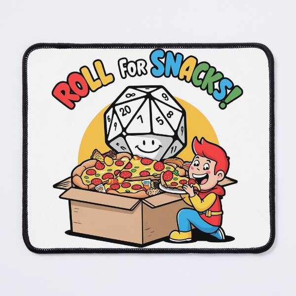 Item preview, Roll for Snacks! – Funny Fantasy d20 Gamer Design for RPG Foodies designed and sold by LoliDesignShop.
