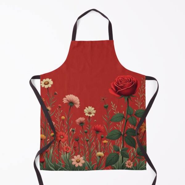 Item preview, Wildflowers and Red Rose on Right #2 - Candy Apple Red Background #5008CRD designed and sold by Wildflower Rose.