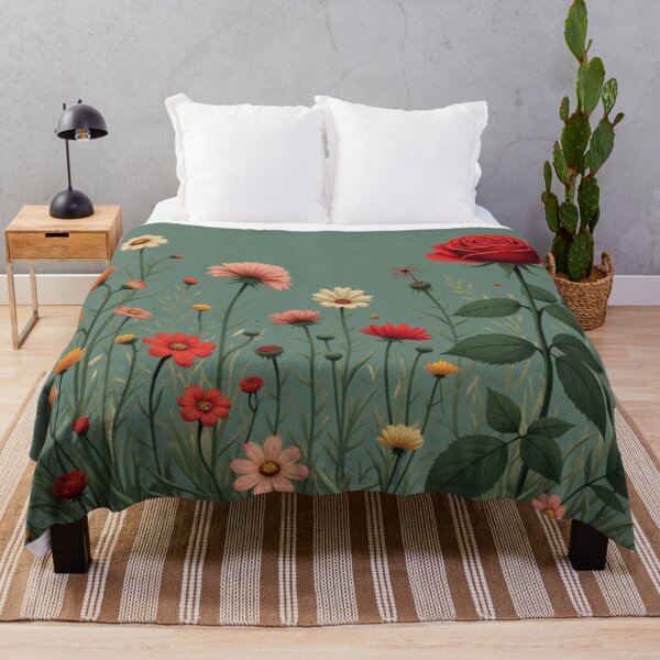 Item preview, Wildflowers and Red Rose on Right #2 - Olive Green Background #5008OGN designed and sold by Wildflower Rose.