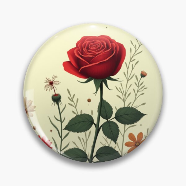 Item preview, Wildflowers and Red Rose on Right #2 - Butter Cream Background #5008BCR designed and sold by Wildflower Rose.