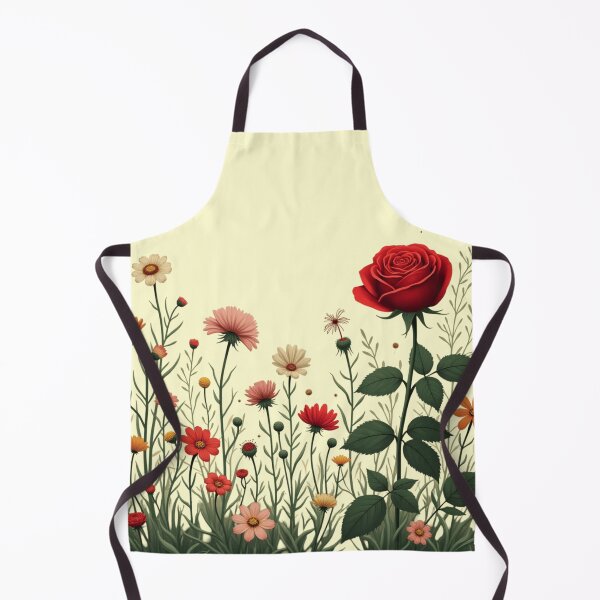 Item preview, Wildflowers and Red Rose on Right #2 - Butter Cream Background #5008BCR designed and sold by Wildflower Rose.