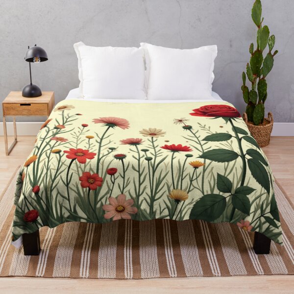 Item preview, Wildflowers and Red Rose on Right #2 - Butter Cream Background #5008BCR designed and sold by Wildflower Rose.