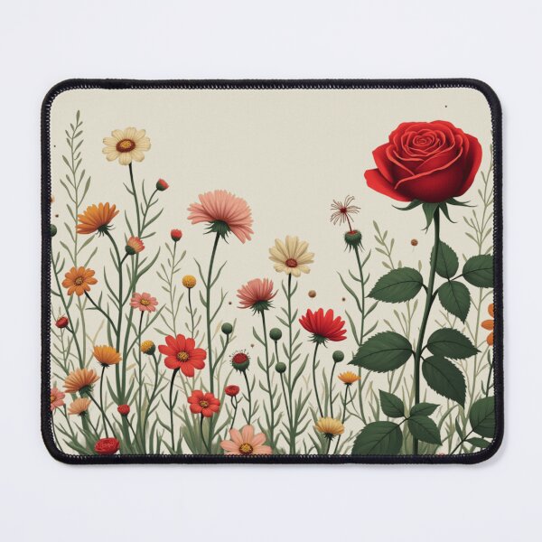 Item preview, Wildflowers and Red Rose on Right #2 - Ivory Cream Background #5008ICR designed and sold by Wildflower Rose.
