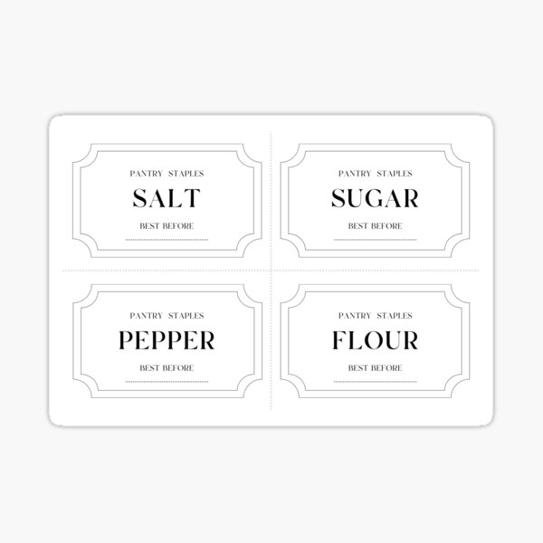 Planche d’étiquettes vintage – Poivre, Sucre, Farine, Sel Sticker