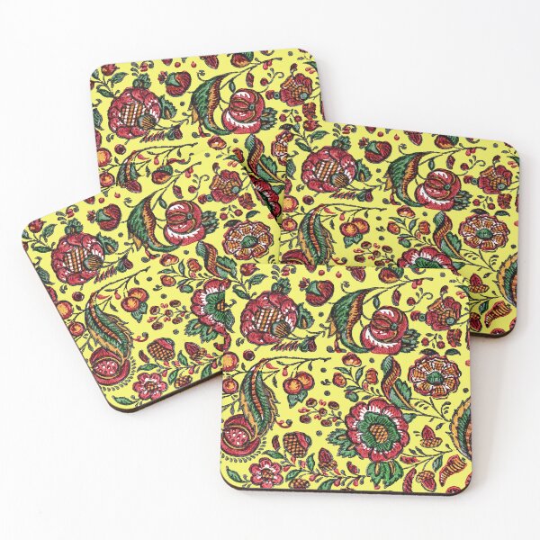 Item preview, Traditional Indian Floral Textile Design Leaves and Flowers designed and sold by Pixelchicken.