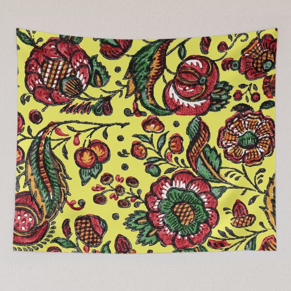 Item preview, Traditional Indian Floral Textile Design Leaves and Flowers designed and sold by Pixelchicken.
