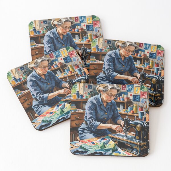 Item preview, Woman With Her Sewing Machine In Artsy Room - Seamstress Woman  designed and sold by Wiss2Arts.