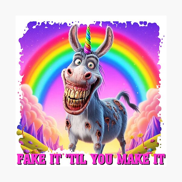 Item preview, FAKE IT TIL YOU MAKE IT YA DONKEY --ZOMBIE-CORN! designed and sold by Flodgewokka.