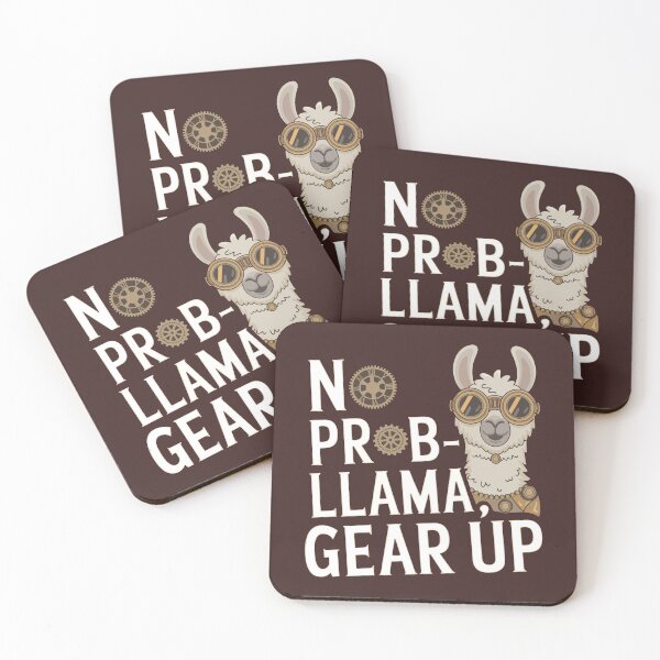 Item preview, Steampunk Llama No Probllama Gear Up designed and sold by WildlifeInc.