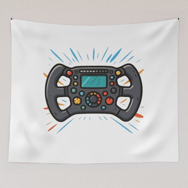 Item preview, Formula 1 Steering Wheel Cartoon designed and sold by Pit Stop Prints.