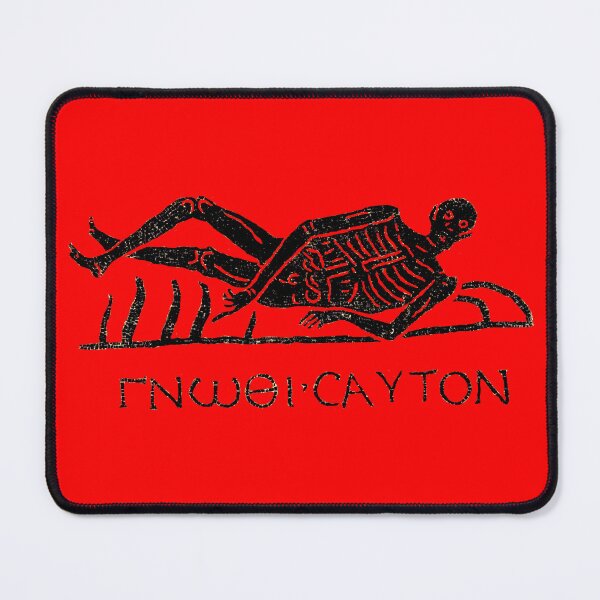 Item preview, Antique Greek Mosaic Skeleton "Know Yourself" Stone Mosaic designed and sold by Pixelchicken.