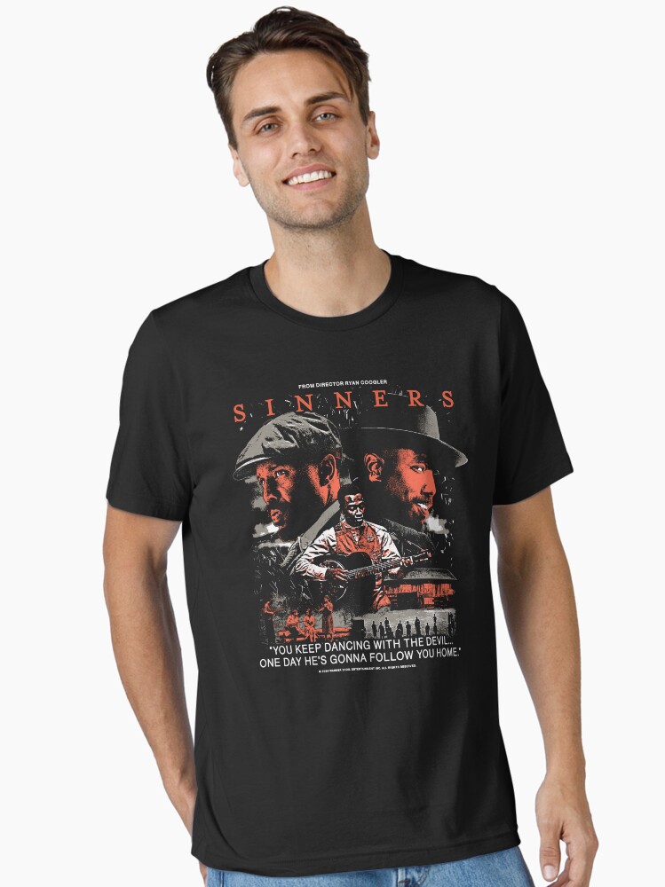 Thumbnail 1 of 7, Essential T-Shirt, Sinners Movie Dancing With The Devil Vintage designed and sold by Logan-Vibes.