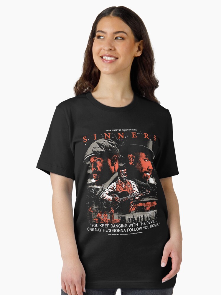 Thumbnail 2 of 7, Essential T-Shirt, Sinners Movie Dancing With The Devil Vintage designed and sold by Logan-Vibes.