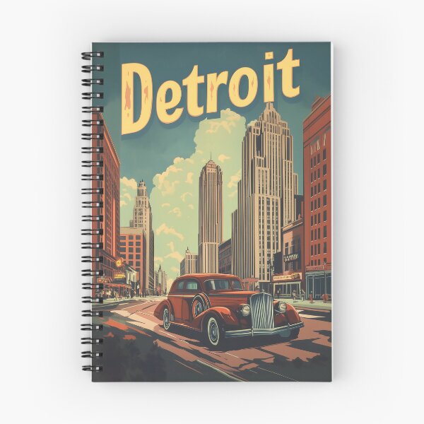 Item preview, Retro Detroit Travel Poster designed and sold by Boddicca.