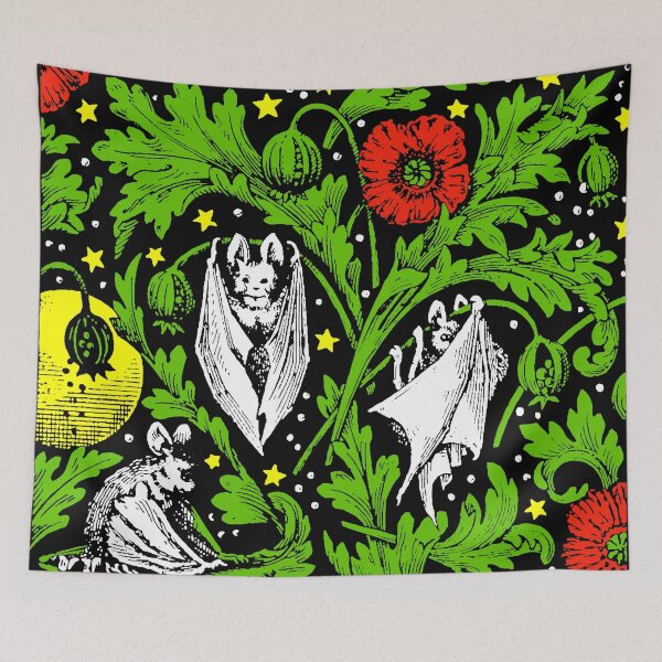 Item preview, Cheerful Victorian Bats and Poppies designed and sold by Pixelchicken.