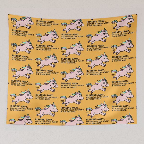 Item preview, Unicorn with a bored face RUNNING AWAY... BECAUSE ADULTING WASN'T IN THE BROCHURE. designed and sold by JCN-N.