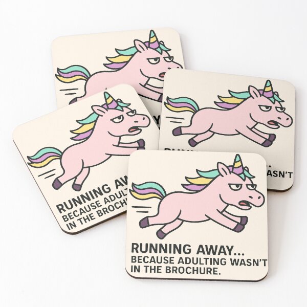 Item preview, Unicorn with a bored face RUNNING AWAY... BECAUSE ADULTING WASN'T IN THE BROCHURE. designed and sold by JCN-N.