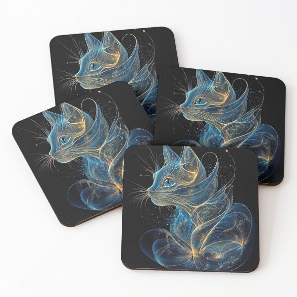 Item preview, Biomorphic holographic cat art print designed and sold by dcrc.