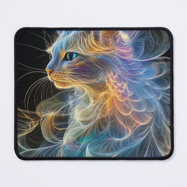 Item preview, Biomorphic holographic cat art print designed and sold by dcrc.