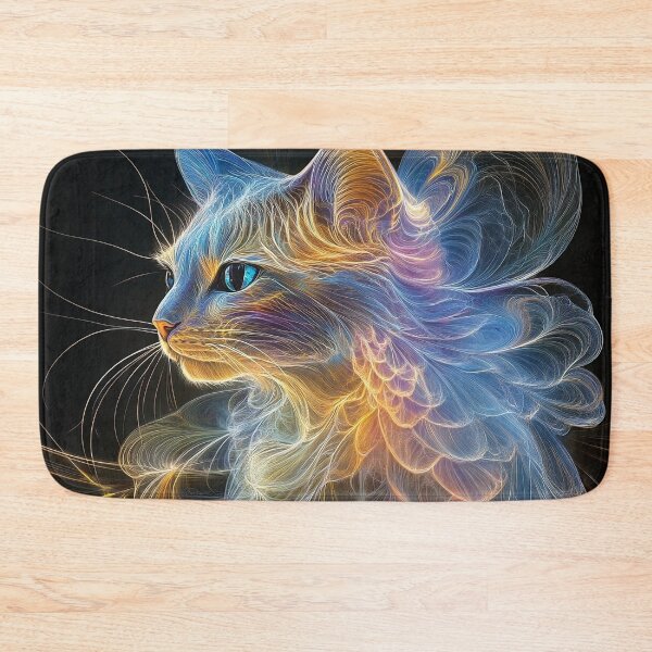 Item preview, Biomorphic holographic cat art print designed and sold by dcrc.
