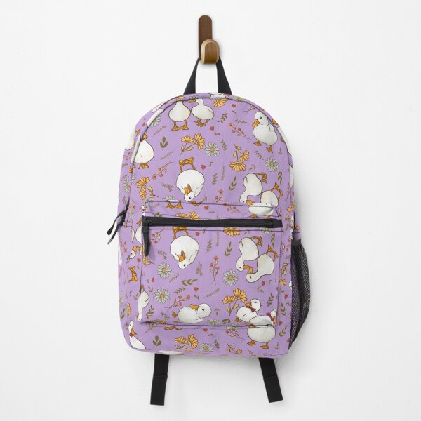 Item preview, Cute Little Silly Duck Pattern with Flowers (Purple) designed and sold by Amethyst Arts Studio.
